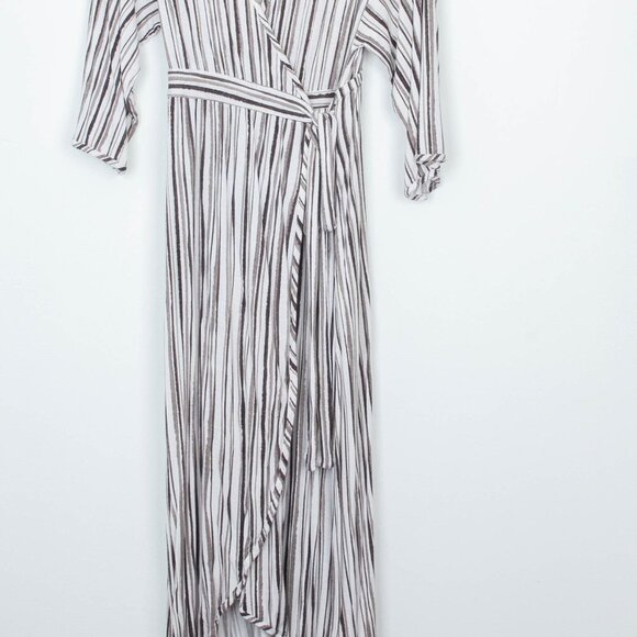 H Halston Striped Wrap Midi Dress Women's Size Small - Picture 3 of 7